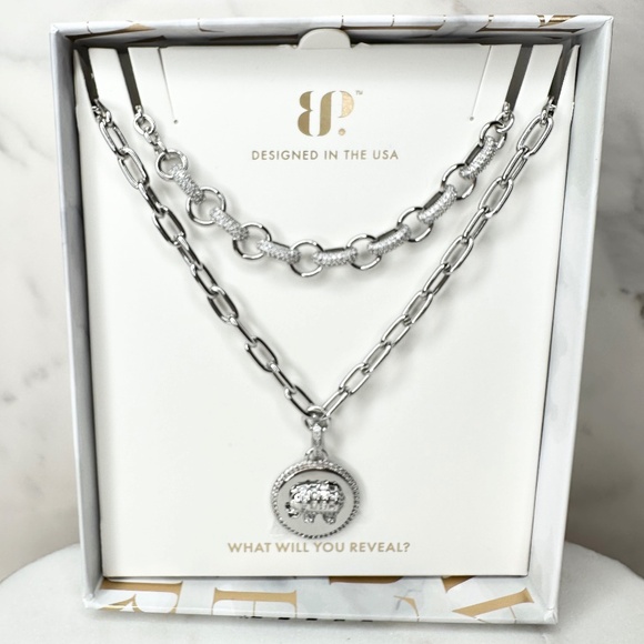Bomb Party Jewelry - Bomb Party Luxe Layers Explore With Me NK44370 Silver Plating NWT